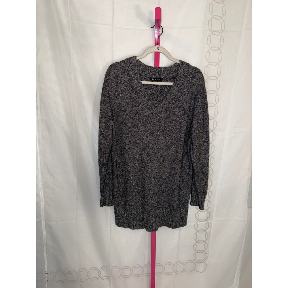 Athleta Speckled Grey V Neck Sweater Tunic Dress Size S‎